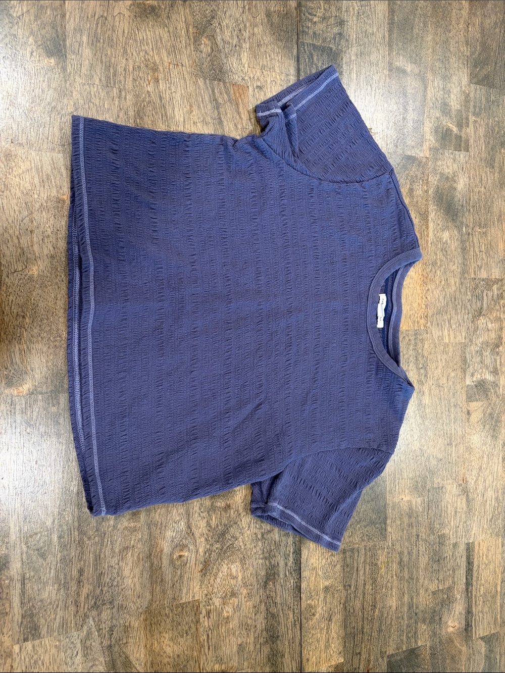 American Eagle Outfitters Textured Short Sleeve Tee in Slate Blue